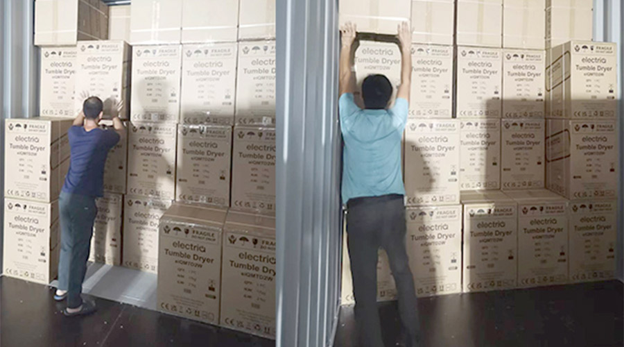 講效率！快速完成英國(guó)客戶Electriq衣物烘干機(jī)裝柜出貨任務(wù)