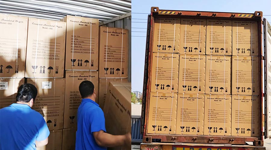 客戶Equator滾筒衣服烘干機(jī)快速裝柜完畢  蓄勢(shì)待發(fā)！