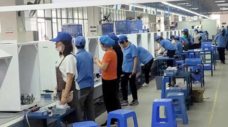 生產(chǎn)實況！金環(huán)電器開展客戶TCL滾筒衣服烘干機(jī)生產(chǎn)